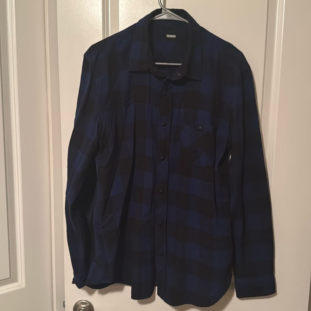 Hudson Distressed Button-Up Shirt Men's Size L